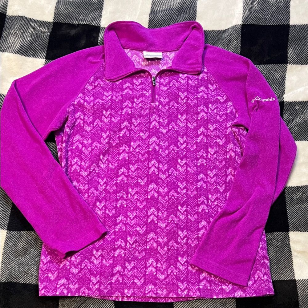 Columbia Purple Patterned Half-Zip Pullover size Large (14/16)